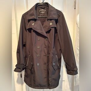 Sebby Double-Breasted Black Trench Coat